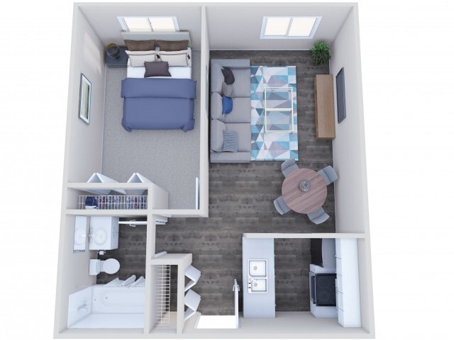 1x1A Floor Plan - 1x1A Renovated