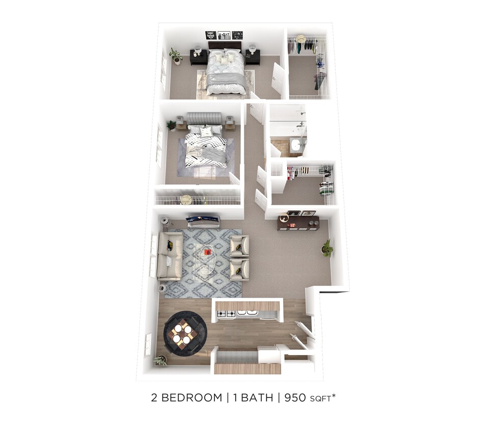 Floor Plan - Two Bedroom - 950 sqft Antietam Arms