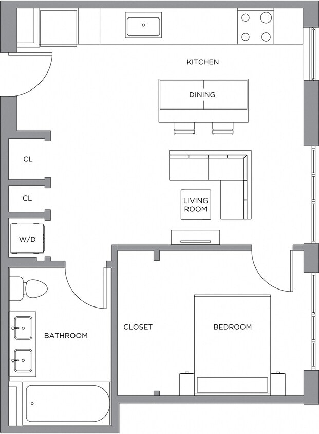 Floor Plan - 1 Bed/1 Bath-630
