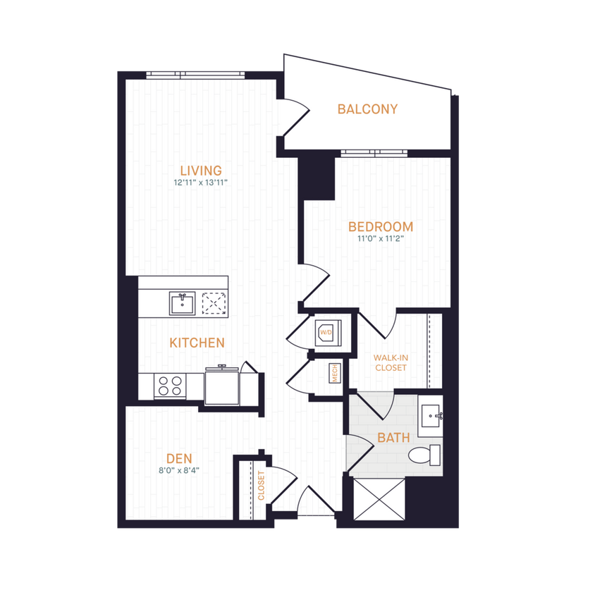 Floor Plan - A1.3 | 1 Bed | 1 Bath | Den