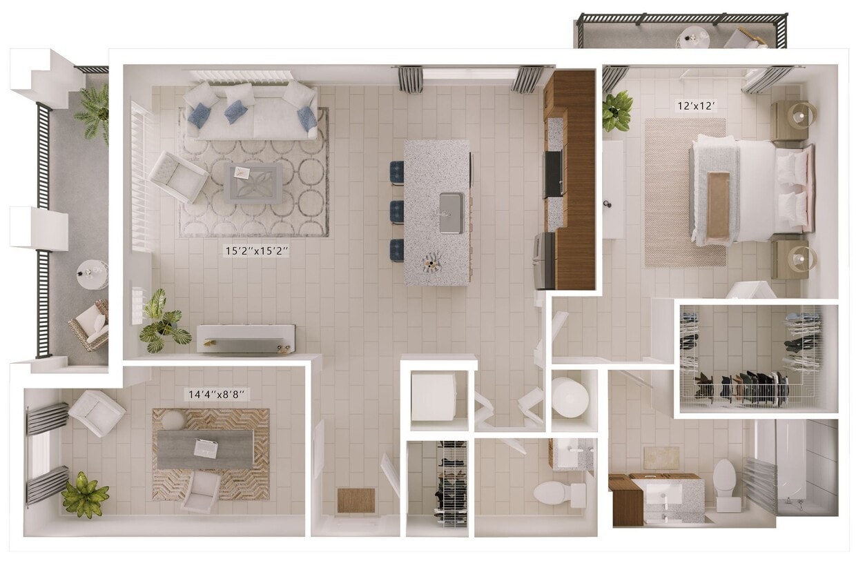 Chatham Floor Plan - Chatham (1 Bed - Den)
