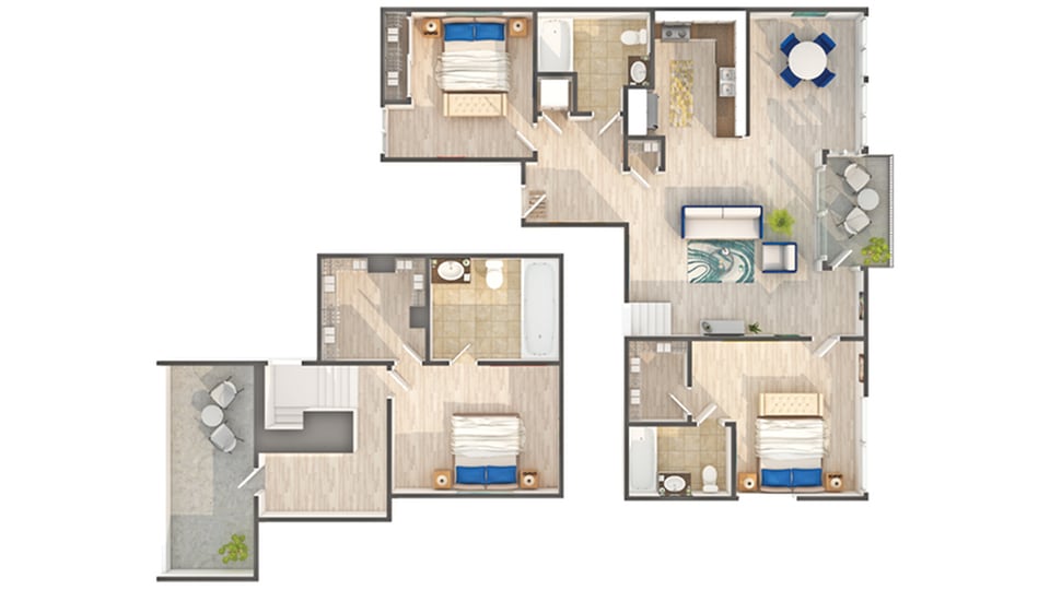 D3 | 3-Bedroom Floorplan - D3