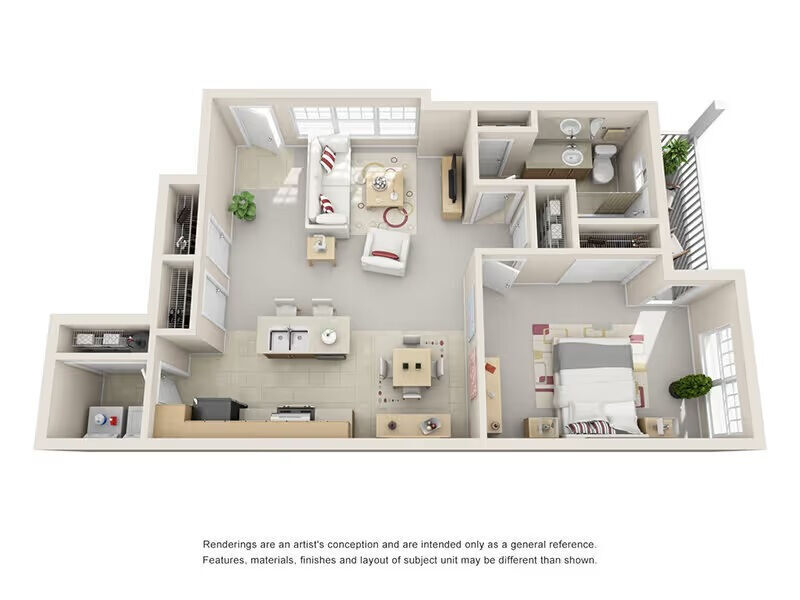 Floor Plan - 1BD, 1BTH B