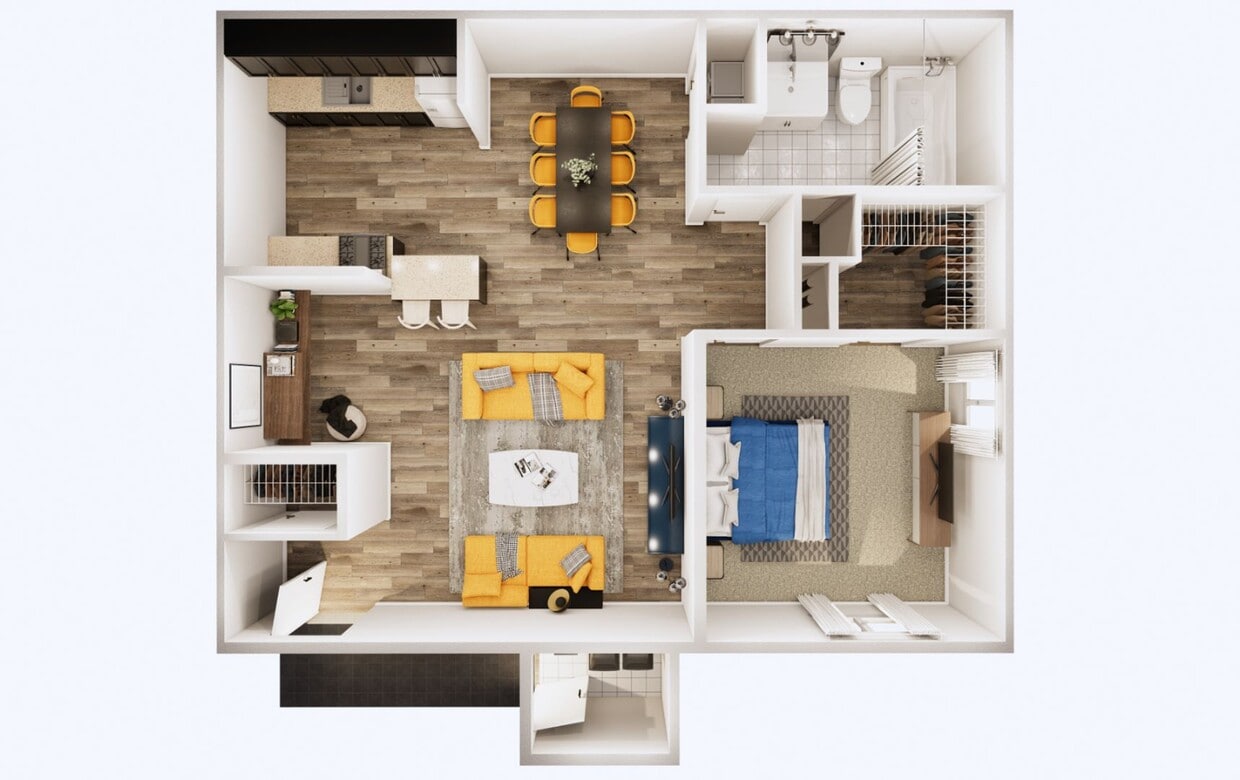 Floor Plan - B1  & B2- 1 Bed / 1 Bath