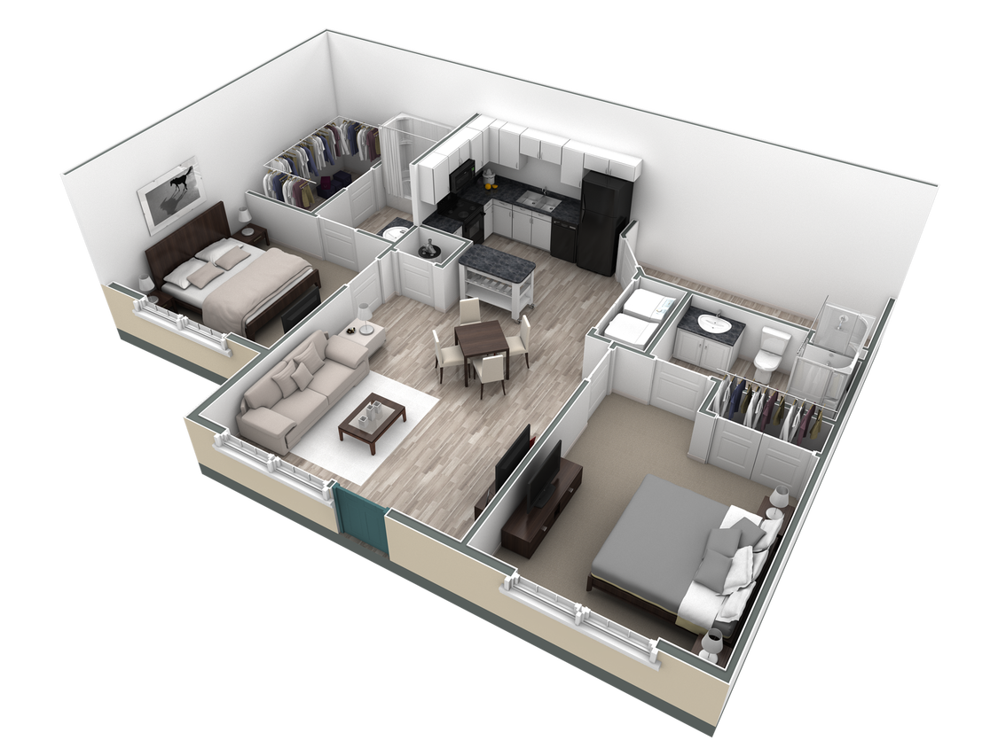 Floor Plan - 2-2 BR Retreat Courtyard
