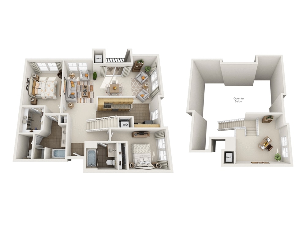 Floor Plan - Two Bedroom with Loft B2ML