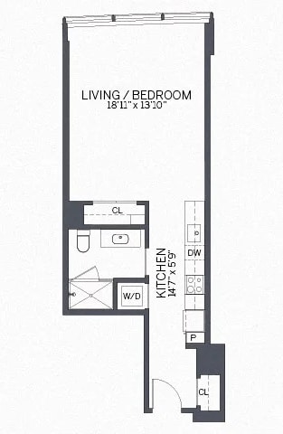 Floor Plan - Studio with furniture