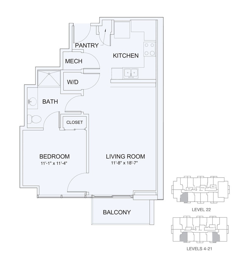Floor Plan - 1x1 678