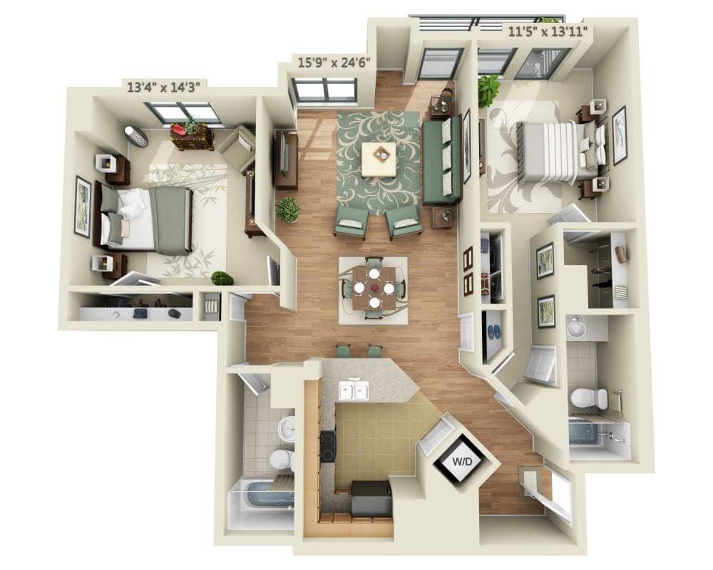 Floor Plan - 2 BEDROOM TOWER (B2F)