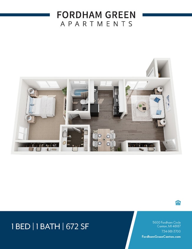 Floor Plan - 1 Bedroom 1 Bathroom
