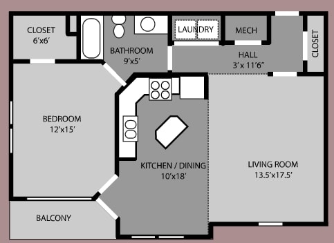 Suite R | 1 Bed 1 Bath | 895 sqft - SUITE R