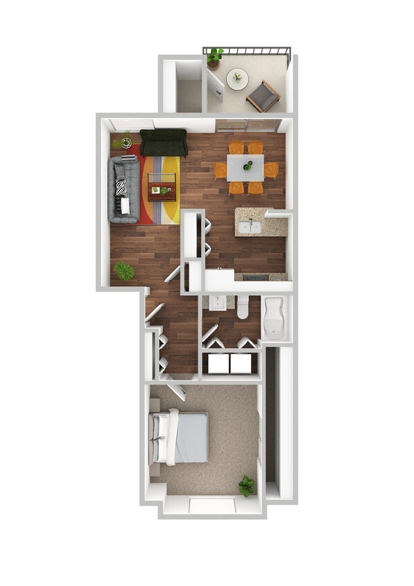 1 x 1 Floor Plan - One Bed One Bath Remodeled