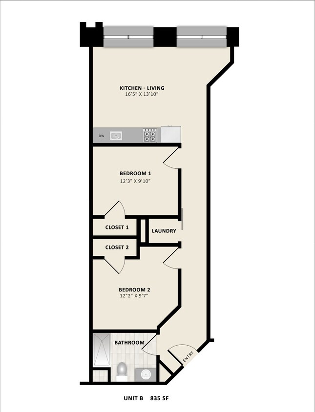 B - B - 2 bed 1 bath