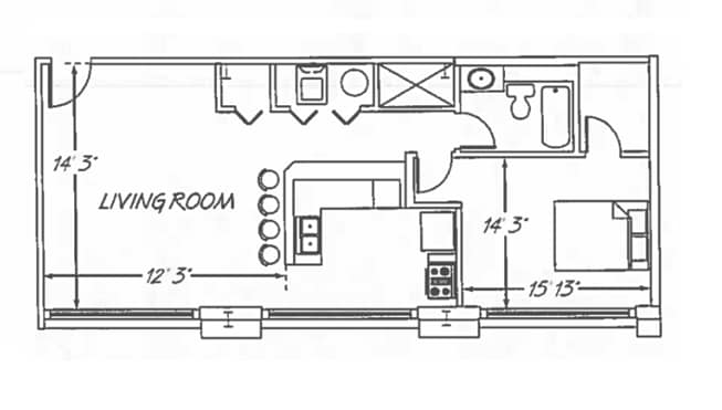 Floor Plan - 1 Bedroom B4.1