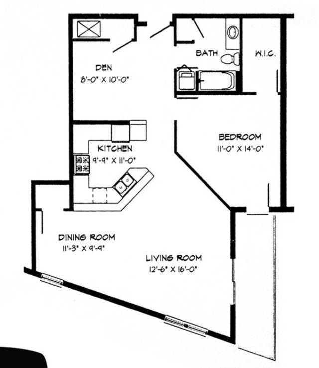 1 Bed + Den / 1 Bath - 1,040 SF - 1 Bed / 1 Bath + Den - 1,040 SF
