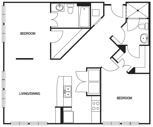 Floor Plan - A14 1 Bed 1 Bath