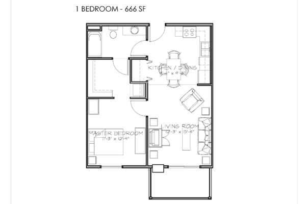 Floor Plan - Central Park 8 - 1 Bed - 1 Bath