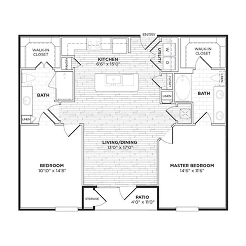 Floor Plan - B1A - Two Bedroom