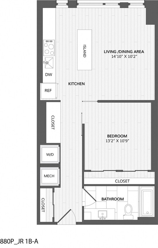 Floor Plan - 1 Bed/1 Bath-JR 1B-A_880 P