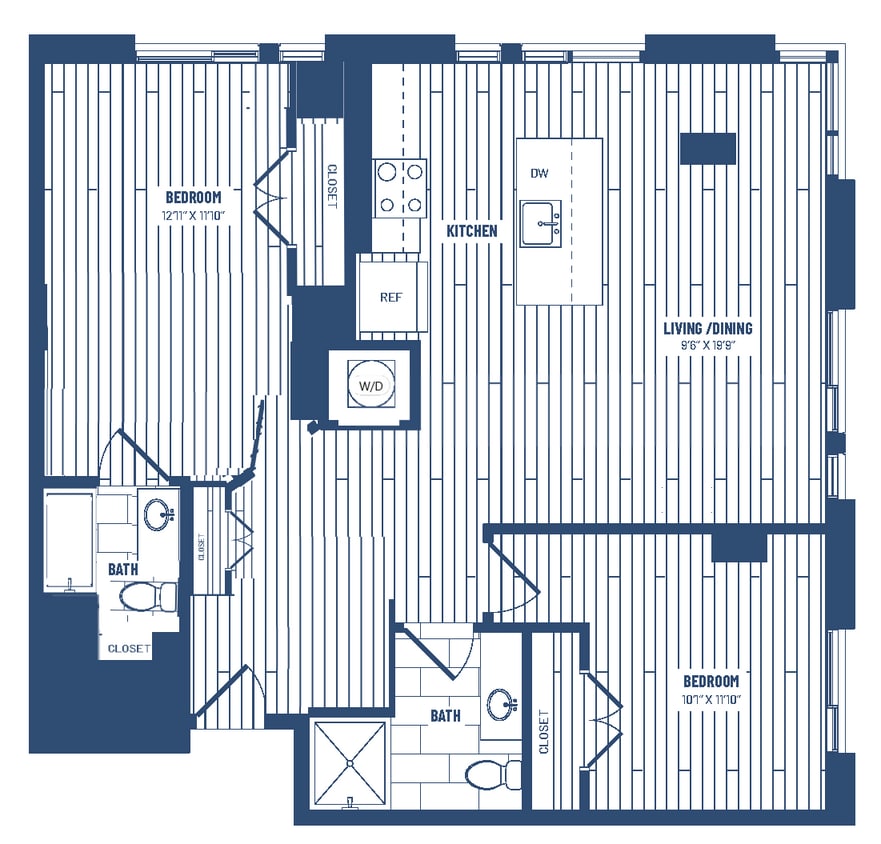 Floor Plan - 2 Bed/2 Bath-H2E-ADA