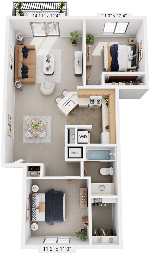 Floor Plan - Two Bedroom Alpine
