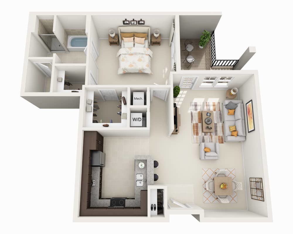 Floor Plan - One Bedroom A1J