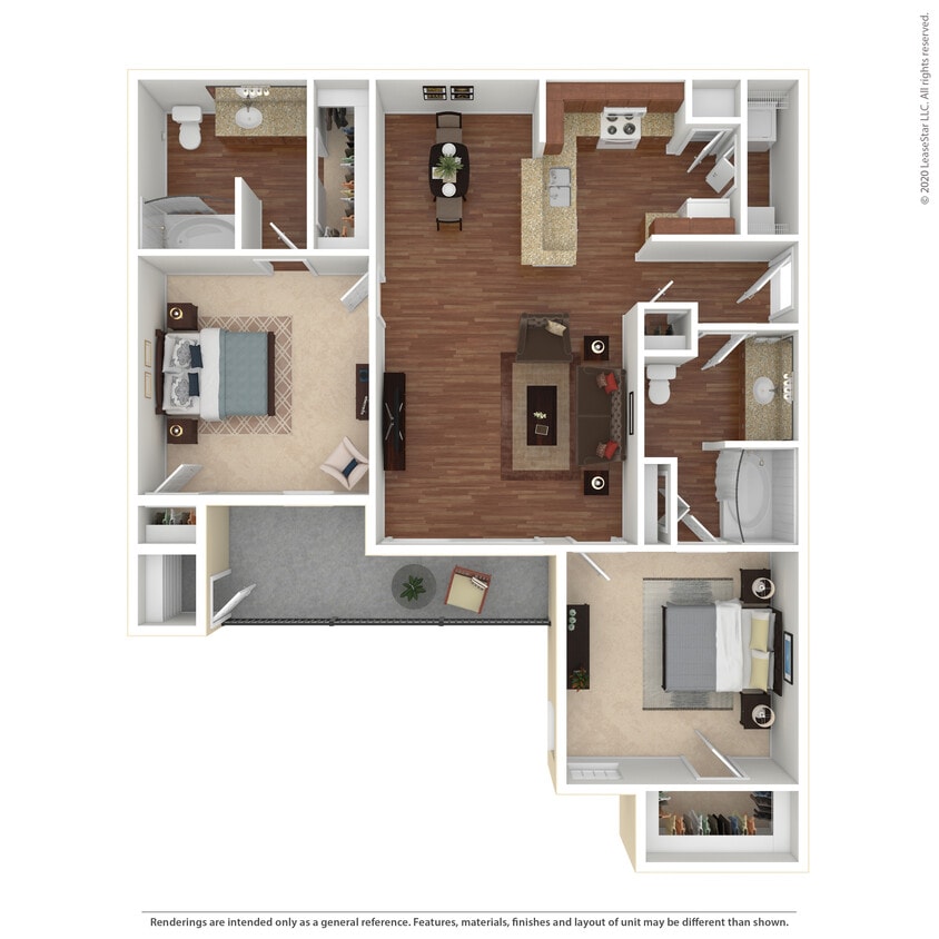 Floor Plan - 2 Bed 2 Bath 1145 SqFt (1026 Net)