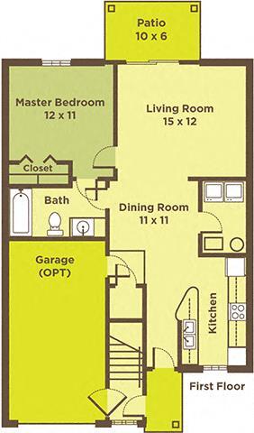 Floor Plan - One Bedroom Apartment