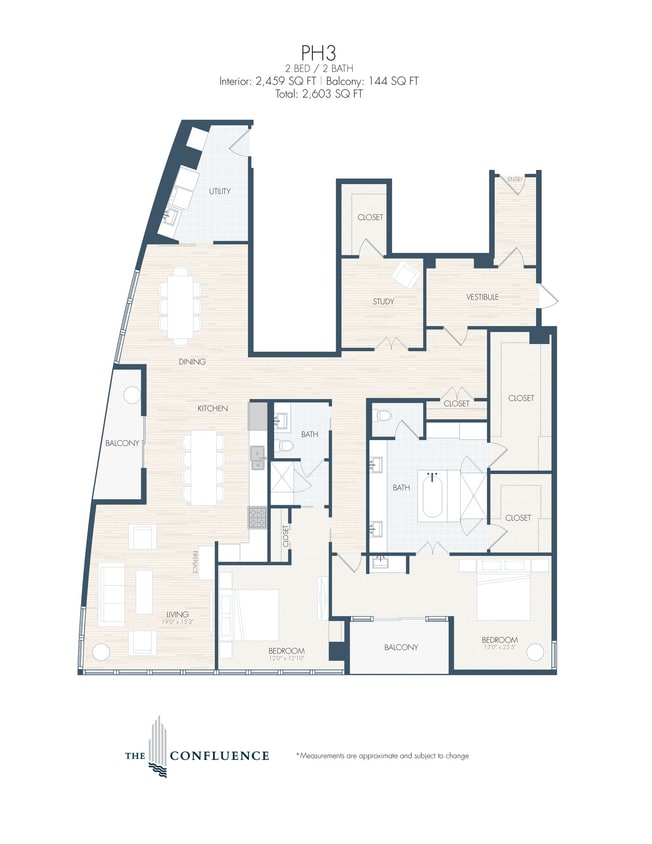Floor Plan - PH3 | Tower Penthouse 2 Bedroo