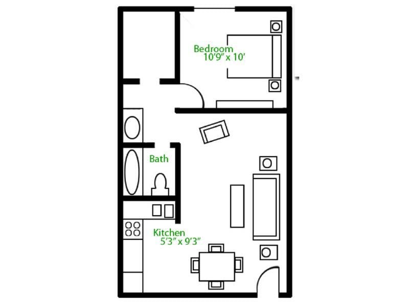 Floor Plan - 1 Bedroom 1 Bathroom