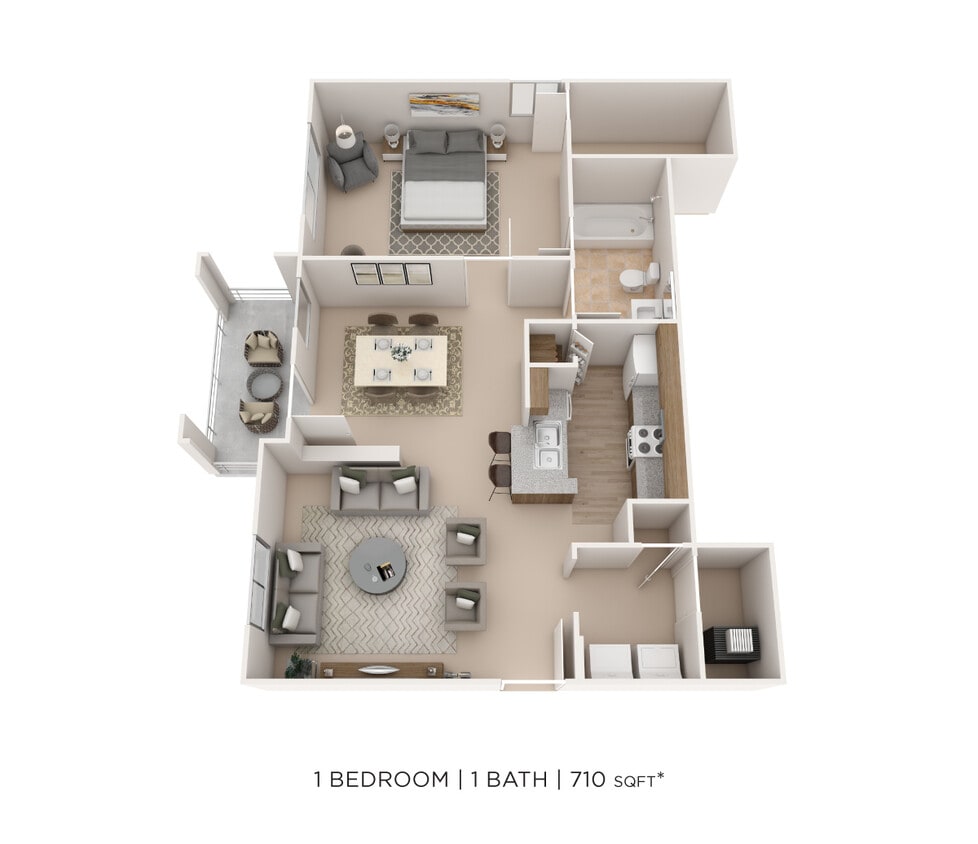 Floor Plan - One Bedroom-710 sqft