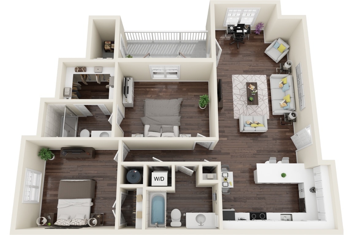 Floor Plan - The Mayfaire 2 Bedroom 2 Bath