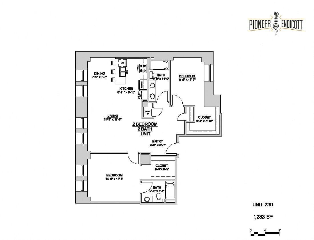 Floor Plan - 2 BR / 2 BA