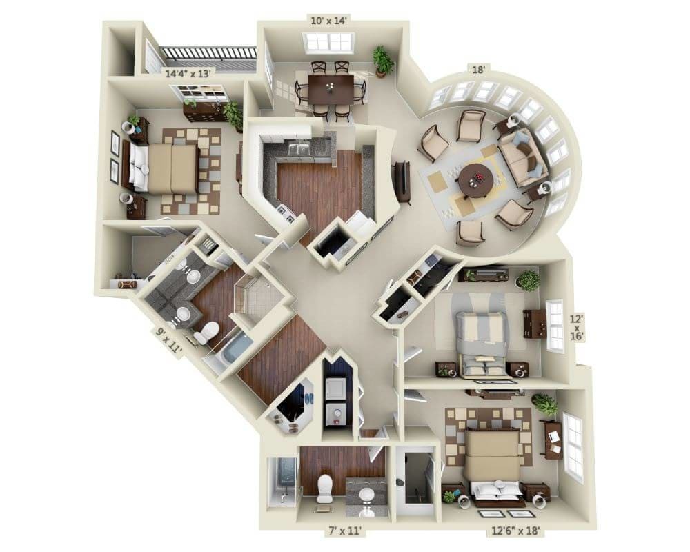 Floor Plan - Plan C2B (Round)