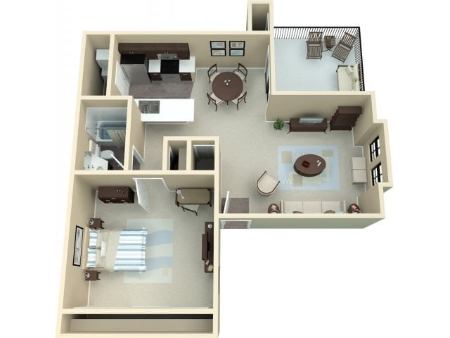 1 BR/1 BA 812 SF - 1 Bedroom