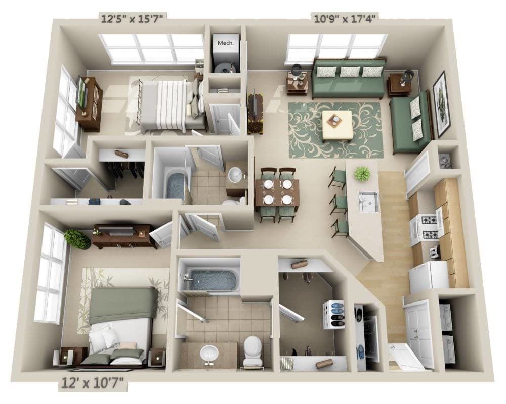 Floor Plan - Two Bedroom B2A