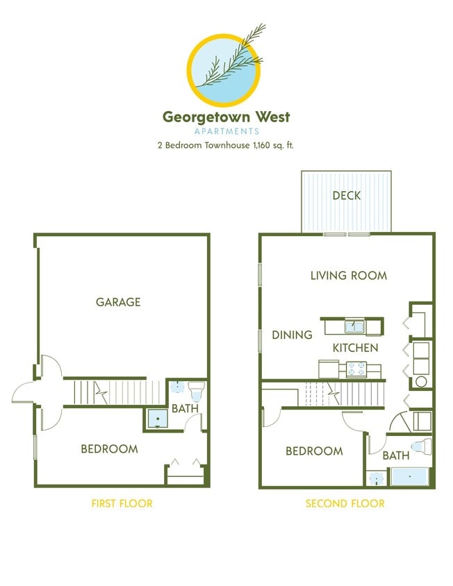 Floor Plan - 2 Bed, 2 Bath - 1,160 sq ft