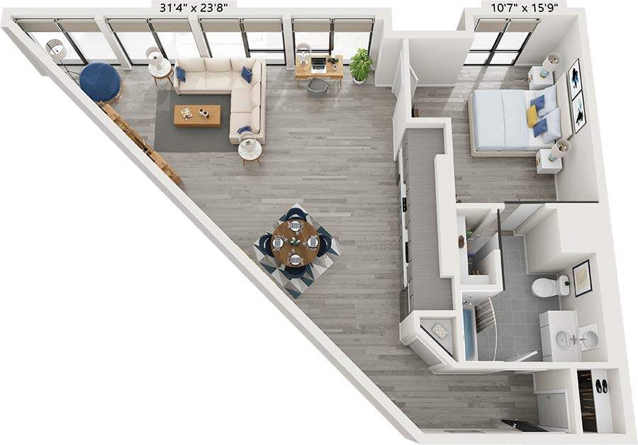 Floor Plan - One Bedroom West