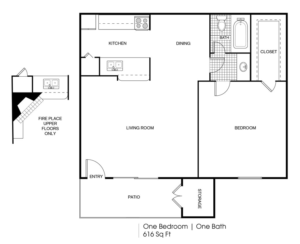 FP_Timber Ridge_A7_616 SF.jpeg - 1 bedroom 1 bath