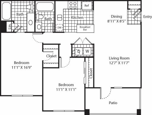 Floor Plan - Two Bed B-2 - Phase II