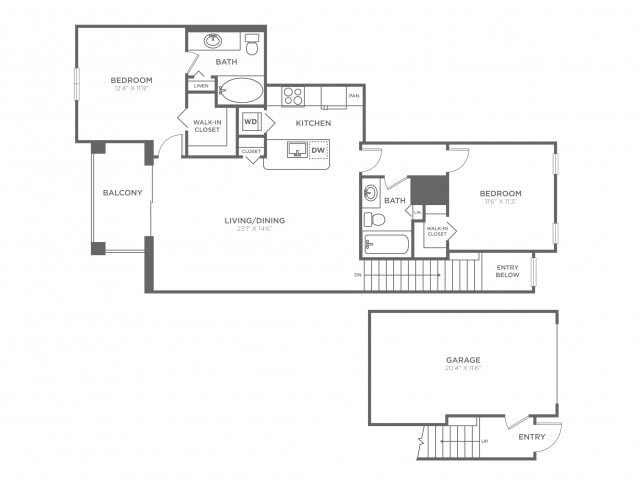 Rivera Two Bedroom Two Bath (1098 SF) - Rivera Two Bedroom Two Bath (1098 SF)