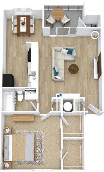 Osprey Pointe-Heron-1x1-764 - Level 1 - 3D Floor Plan (1).png - 1 bed 1 bath Full Reno 