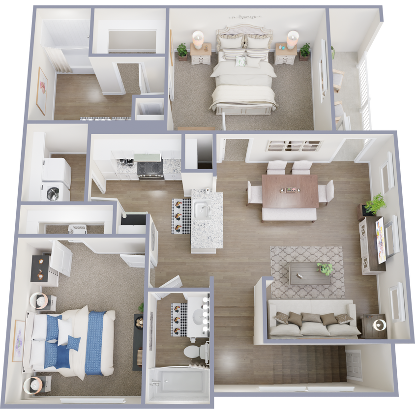 Floor Plan - B2 - 2 Bedroom 2 Bath