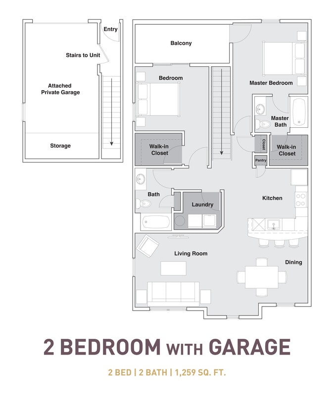 2x2G | 1,259SF - 2x2 G