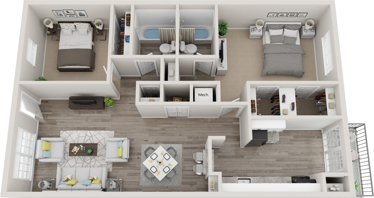 Floor Plan - B6 | 2 Bed | 2 Bath