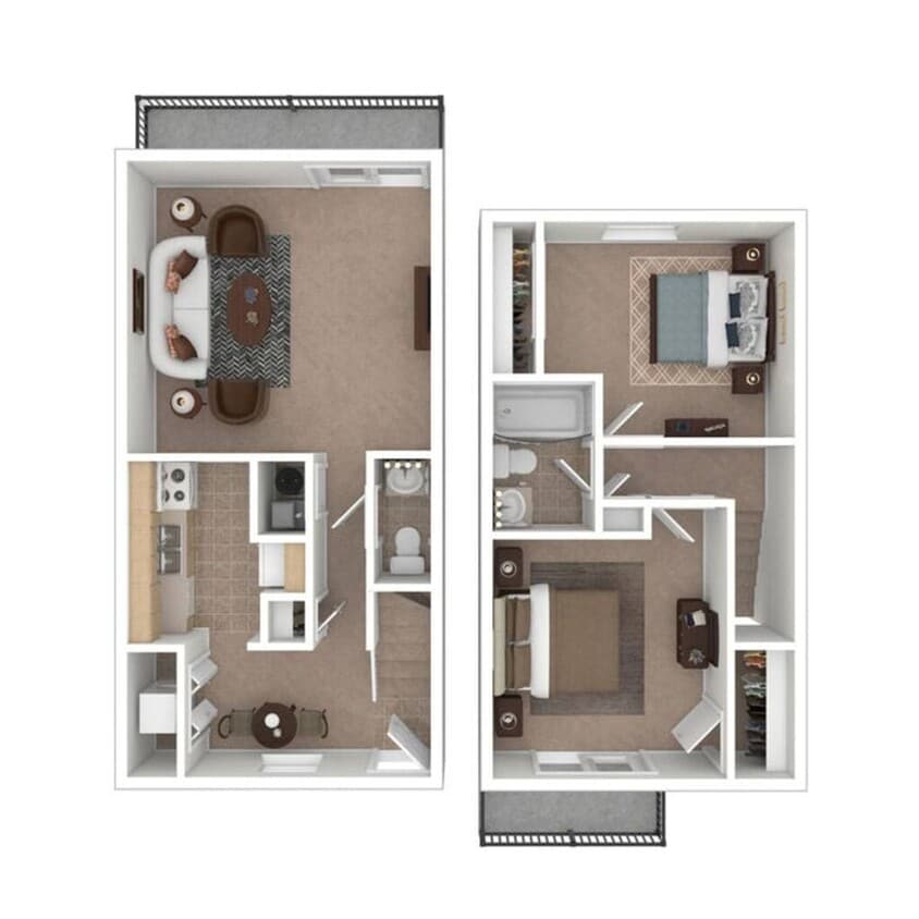 Floor Plan - 2 Bedroom, 1.5 Bath