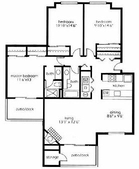 Floor Plan - 3 Bed 2 Bath