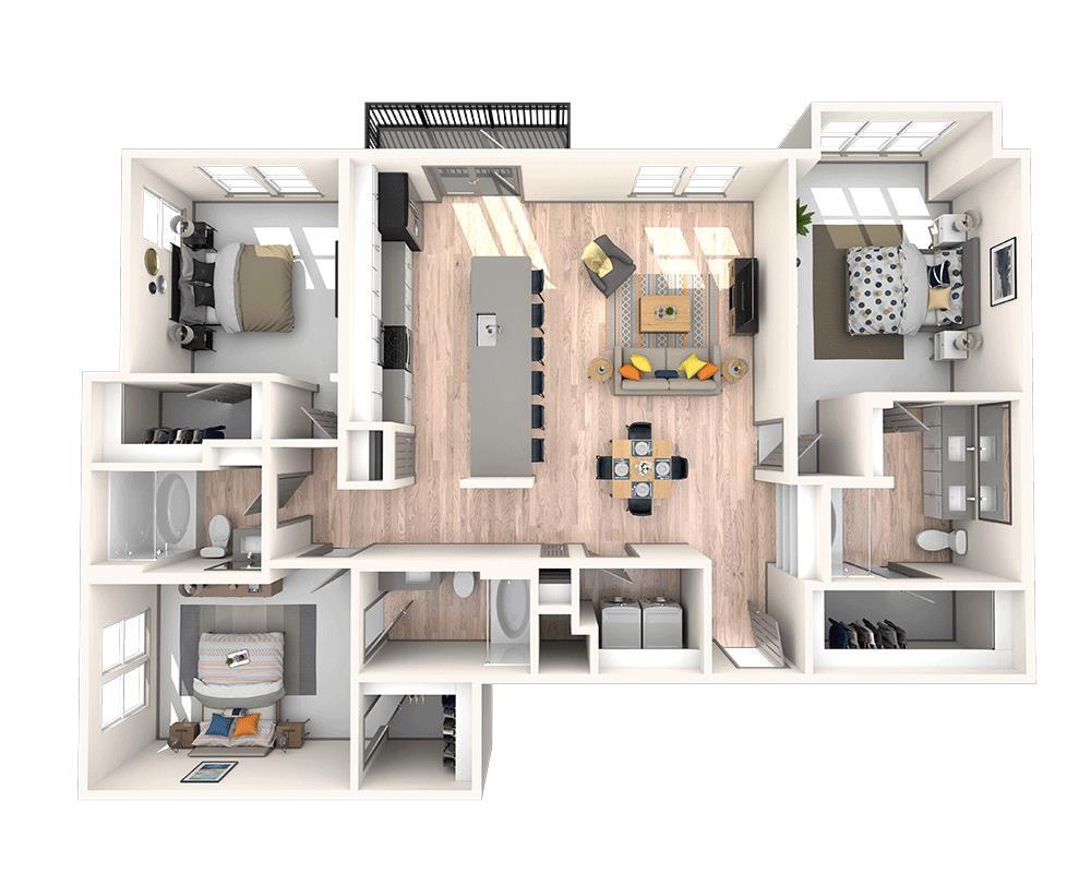 Floor Plan - Three Bedroom C3B