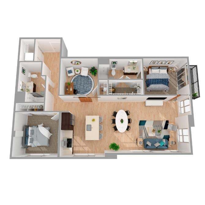 Floor Plan - 2 Bed/2 Bath Den-b5.2