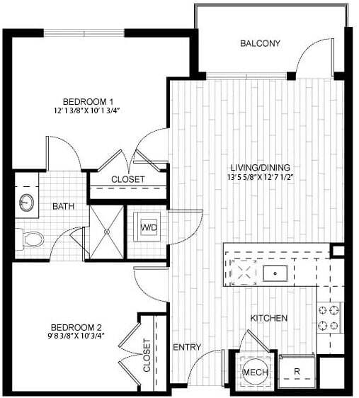 Floor Plan - 2 Bed/2 Bath-F.C08